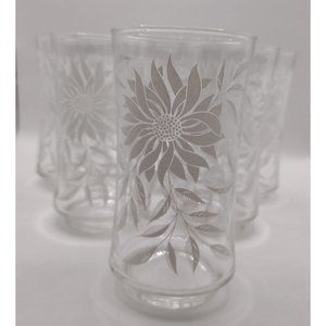 Set of 6 Libby‎ White Daisy Stenciled Glasses